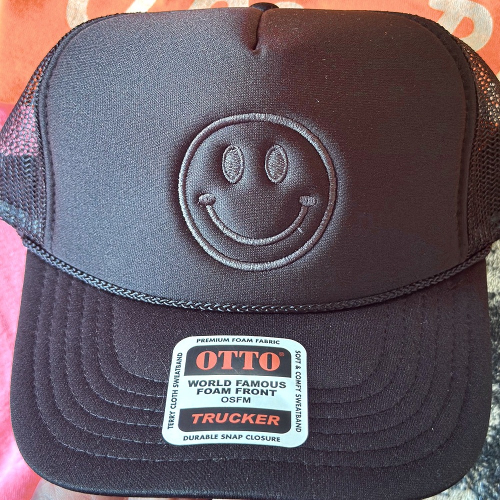 Always Happy Trucker Hat-Black
